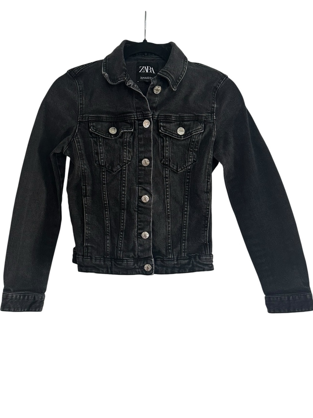 ZARA faded black denim jean jacket size XS